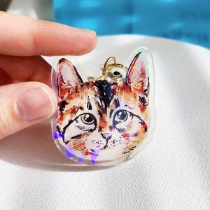 Brown Shorthaired Tabby Acrylic Keychain, Cute Keychain, Kawaii Keychain